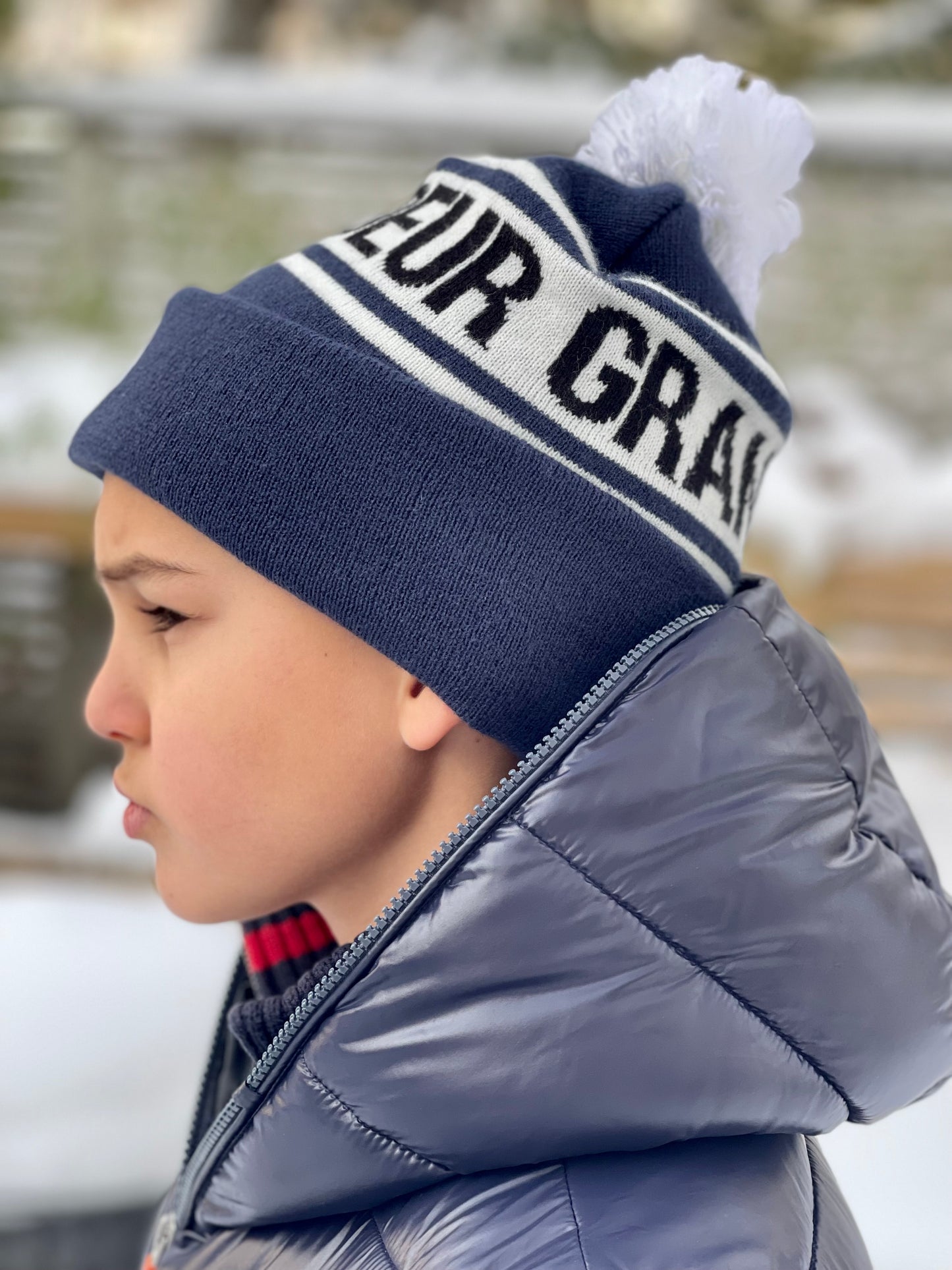 23.3 Pom Beanie - Navy blue